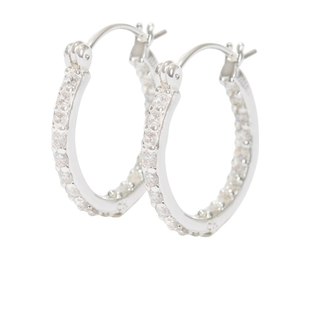 Crystal Haze Mini Serena Silver Plated Hoop Earrings Clear CZ